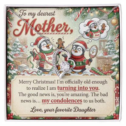 To My Mother Necklace From Daughter, Funny Christmas Gift For Mom, Mom Birthday Gift, Turning Into You - Love Knot Necklace-LKN95163