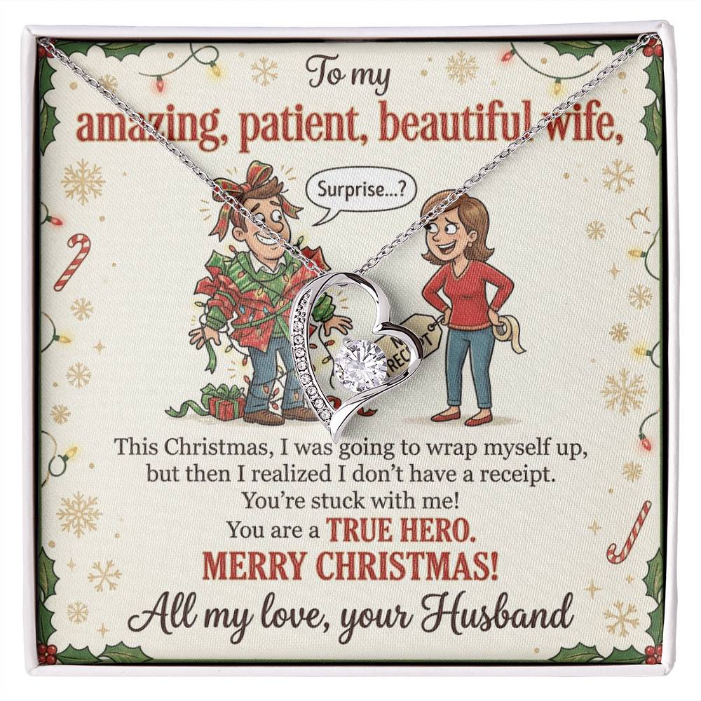 To My Wife Necklace From Husband, Funny Christmas Gift for Her, You're A True Hero, Merry Christmas Gift - Love Knot Necklace-LKN90217