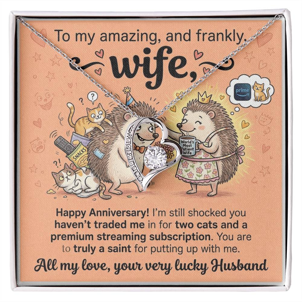 To My Wife Necklace From Husband, Happy Anniversary Gift for Wife, Funny Cat Themed Jewelry Gift, Love Knot Necklace-LKN90364