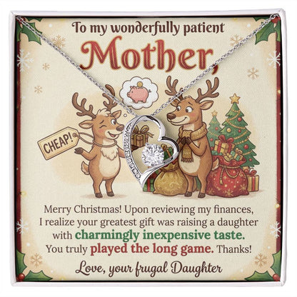 To My Mother Necklace From Daughter, Funny Christmas Gift, Mom Gift for Christmas, Merry Christmas Mom - Love Knot Necklace-LKN61313