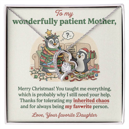 To My Mother Necklace From Daughter, Funny Christmas Gift For Mom, Holiday Present For Mother - Love Knot Necklace-LKN16282