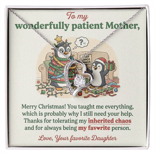 To My Mother Necklace From Daughter, Funny Christmas Gift For Mom, Holiday Present For Mother - Love Knot Necklace-LKN16282