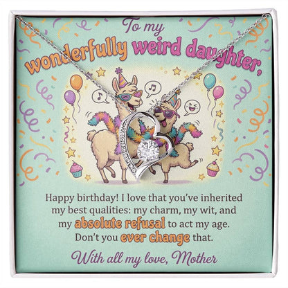 To My Daughter Necklace From Mother, Happy Birthday Gift, Funny Gift for Weird Daughter from Mom - Love Knot Necklace-LKN73327