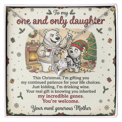 To My Daughter Necklace From Mother, Funny Christmas Gift, Mom to Daughter Present, Birthday Gift Idea, Love Knot Necklace-LKN69661