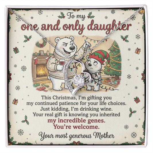 To My Daughter Necklace From Mother, Funny Christmas Gift, Mom to Daughter Present, Birthday Gift Idea, Love Knot Necklace-LKN69661