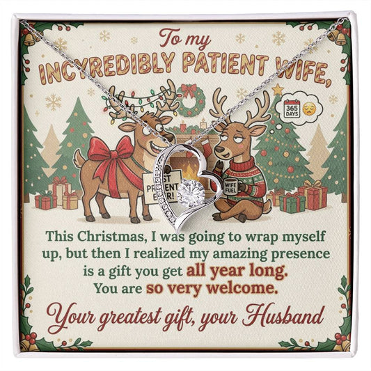 To My Wife Necklace From Husband, Funny Christmas Gift, Humorous Xmas Present for Her, Love Knot Necklace-LKN57871