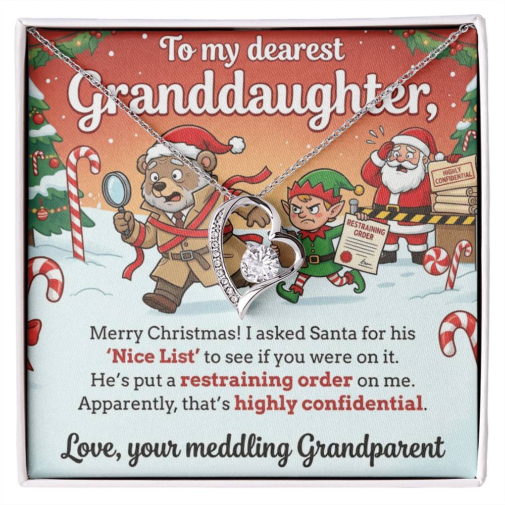To My Granddaughter Necklace From Grandparent, Funny Christmas Gift, Humorous Holiday Present For Granddaughter - Love Knot Necklace-LKN91321