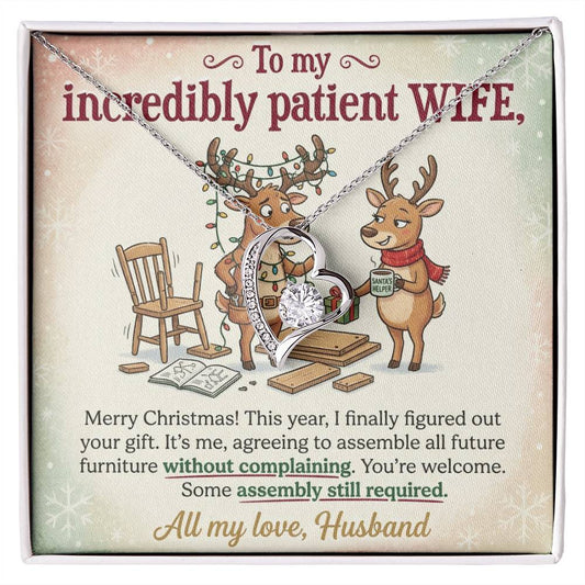 To My Wife Necklace From Husband, Funny Christmas Gift for Her, Holiday Present, Love Knot Necklace-LKN92019