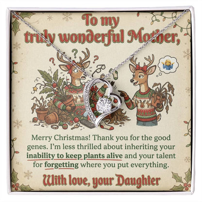 To My Mother Necklace From Daughter, Funny Christmas Gift For Mom, Xmas Present For Her, Love Knot Necklace-LKN53783