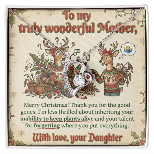 To My Mother Necklace From Daughter, Funny Christmas Gift For Mom, Xmas Present For Her, Love Knot Necklace-LKN53783