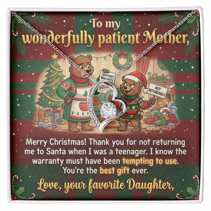 To My Mother Necklace From Daughter, Funny Christmas Gift For Mom, Birthday Gift, You're The Best Gift Ever, Love Knot Necklace-LKN10030