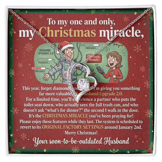 To My Wife Necklace From Husband, Funny Christmas Gift, Holiday Present for My One and Only, Christmas Miracle - Love Knot Necklace-LKN96385