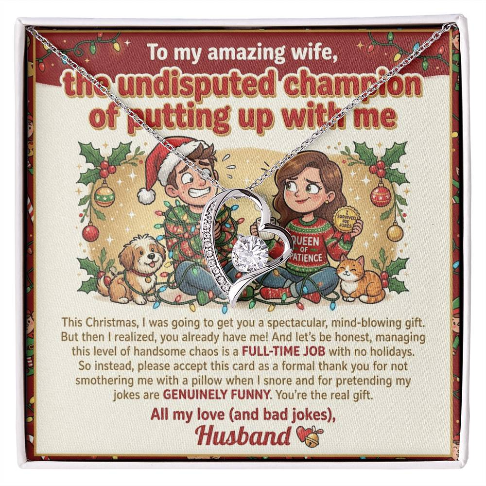 To My Wife Necklace From Husband, Funny Christmas Gift, Holiday Present For Her, Love Knot Necklace-LKN93284