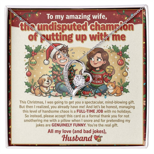 To My Wife Necklace From Husband, Funny Christmas Gift, Holiday Present For Her, Love Knot Necklace-LKN93284
