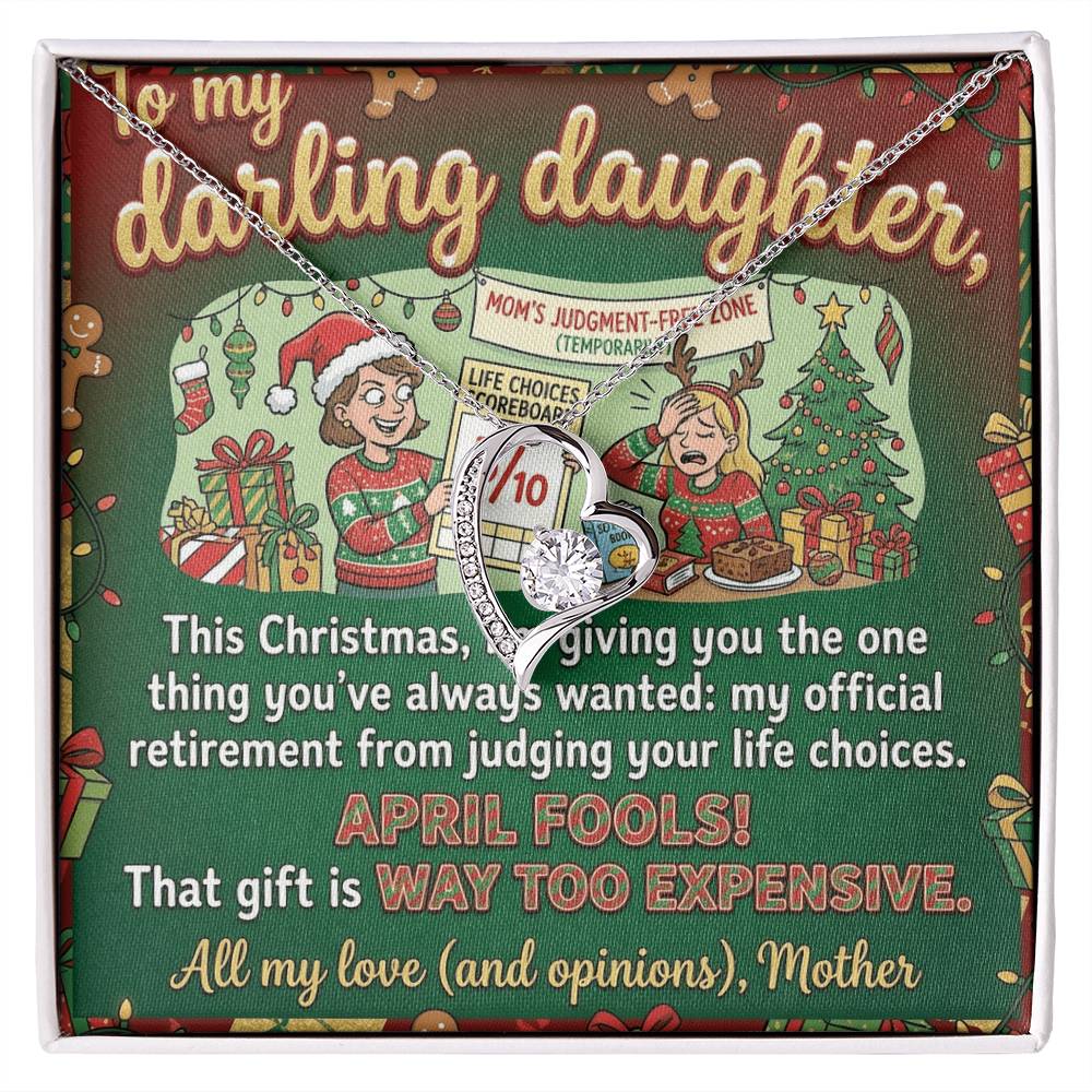 To My Daughter Necklace From Mother, Funny Christmas Gift, Sarcastic Xmas Present for Daughter, Humorous Jewelry, Love Knot Necklace-LKN19225