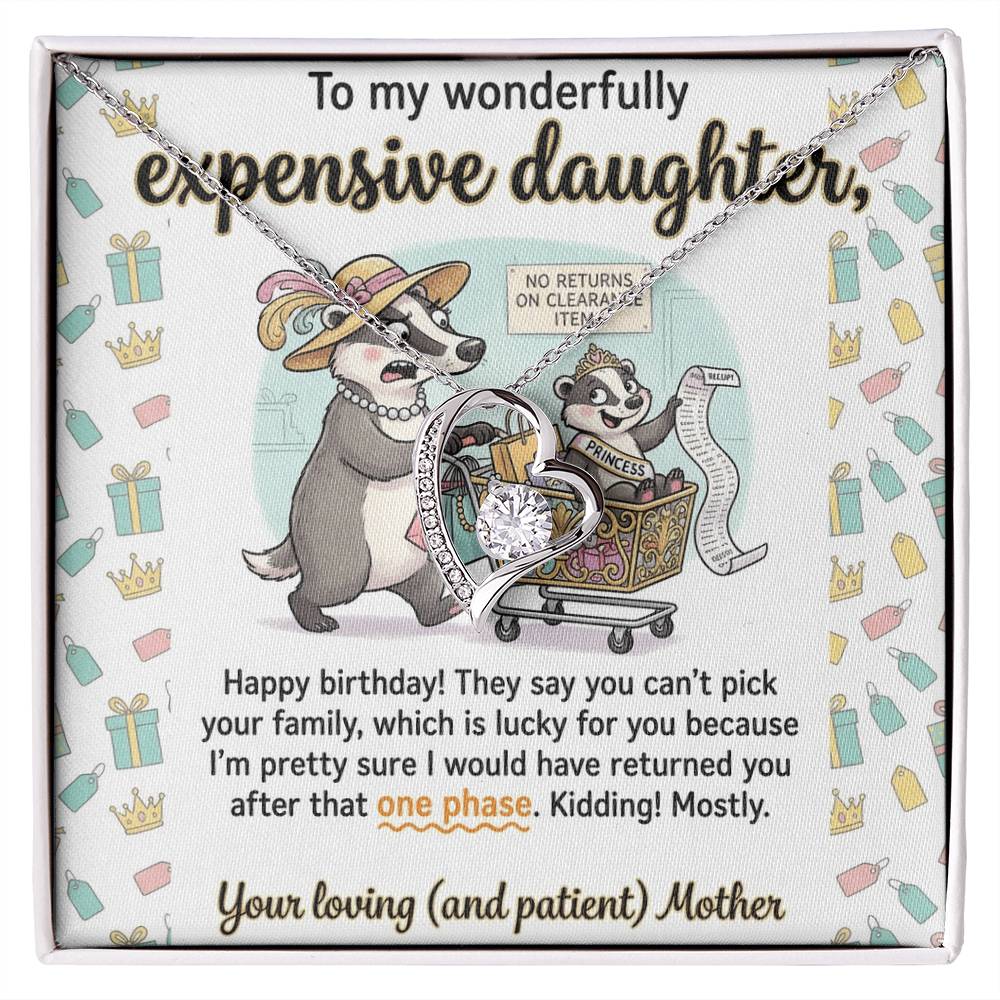 To My Daughter Necklace From Mother, Funny Happy Birthday Gift, Sentimental Gift for Daughter from Mom, Expensive Daughter, Love Knot Necklace-LKN83459