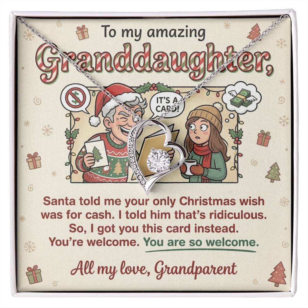 To My Granddaughter Necklace From Grandparent - Funny Christmas Gift for Her, Xmas Gift Idea from Grandparents, Love Knot Necklace-LKN20224