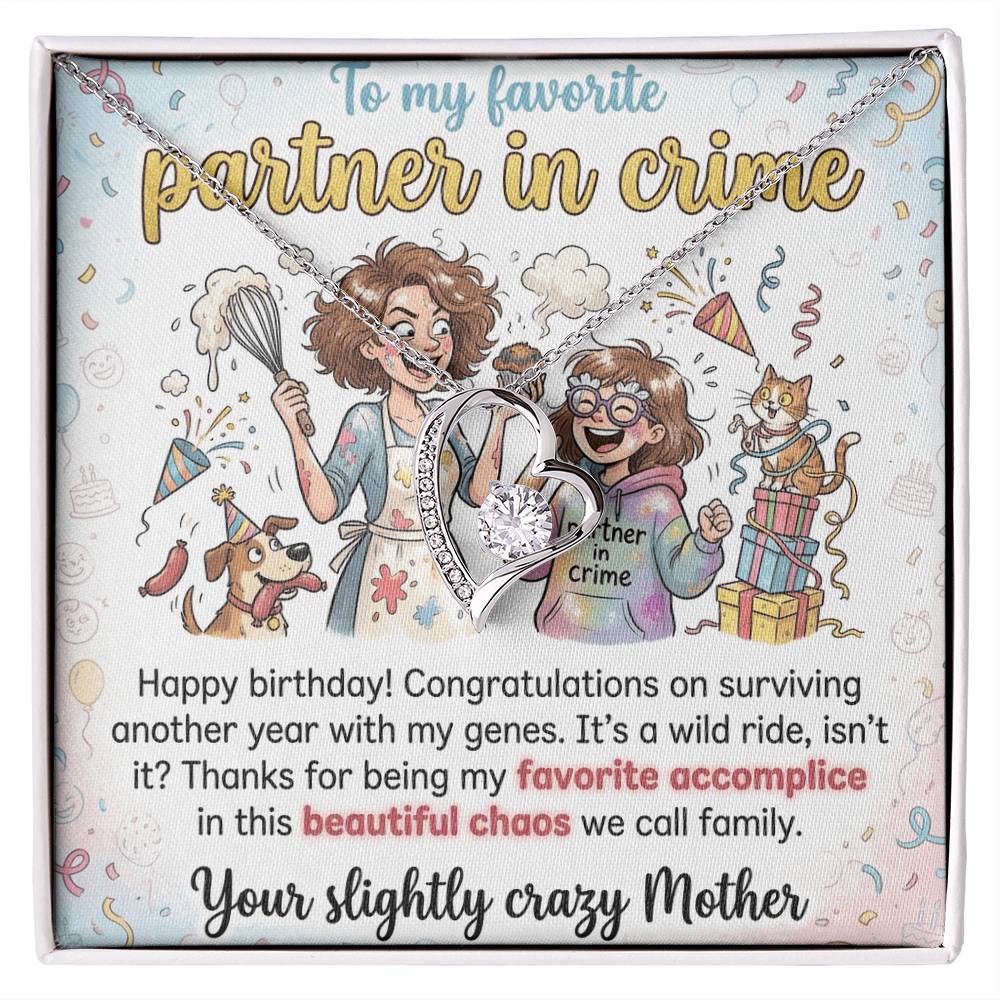 To My Daughter Necklace From Mom - Funny Birthday Gift, My Partner In Crime - Love Knot Necklace-LKN23675