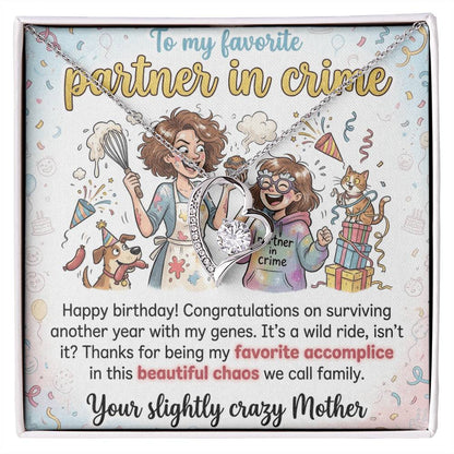 To My Daughter Necklace From Mom - Funny Birthday Gift, My Partner In Crime - Love Knot Necklace-LKN23675