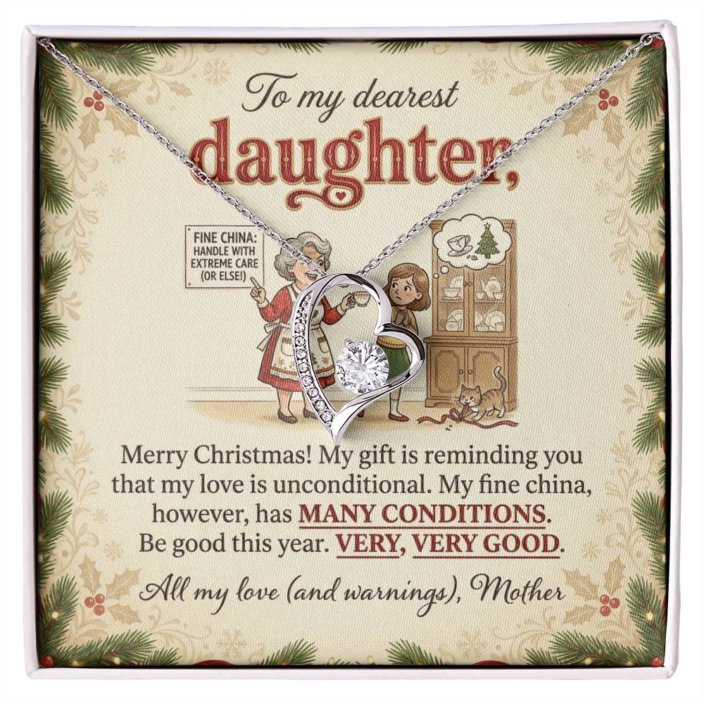 To My Daughter Necklace From Mother, Funny Christmas Gift for Daughter, Mother Daughter Holiday Gift - Love Knot Necklace-LKN91830