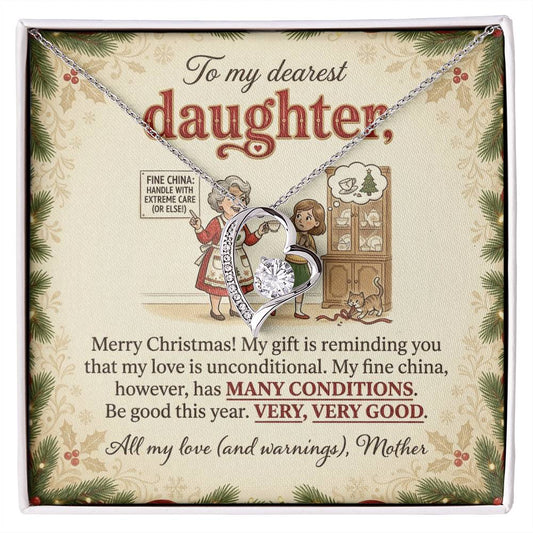 To My Daughter Necklace From Mother, Funny Christmas Gift for Daughter, Mother Daughter Holiday Gift - Love Knot Necklace-LKN91830