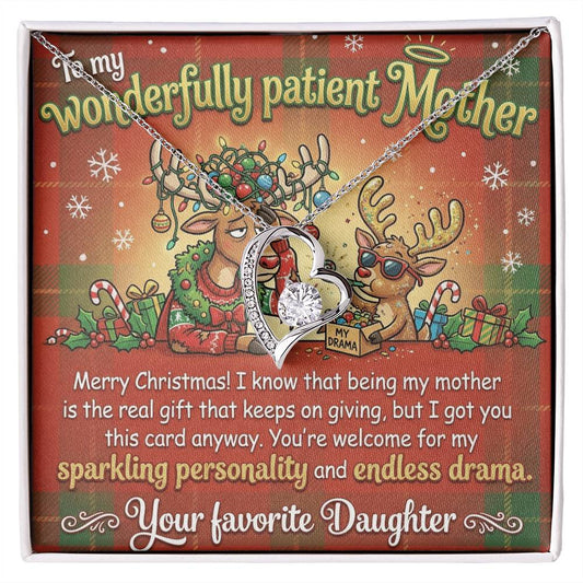 To My Mother Necklace From Daughter, Funny Christmas Gift for Mom, Holiday Jewelry Gift, Endless Drama - Love Knot Necklace-LKN21923