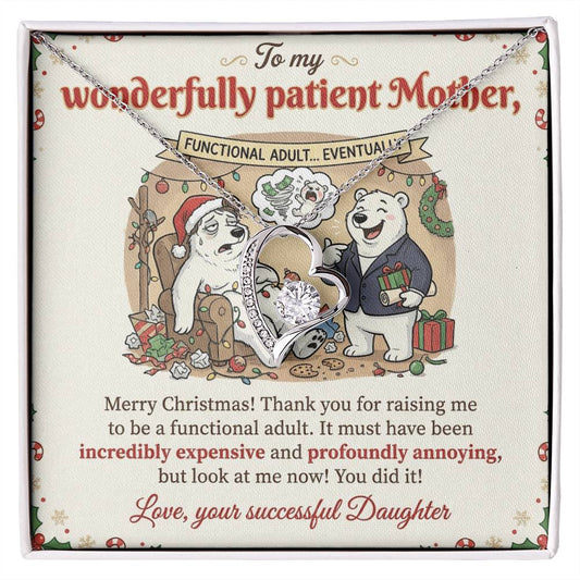 To My Mother Necklace From Daughter, Funny Christmas Gift for Mom, Birthday Gift, Holiday Jewelry Gift for Mother, Love Knot Necklace-LKN39897