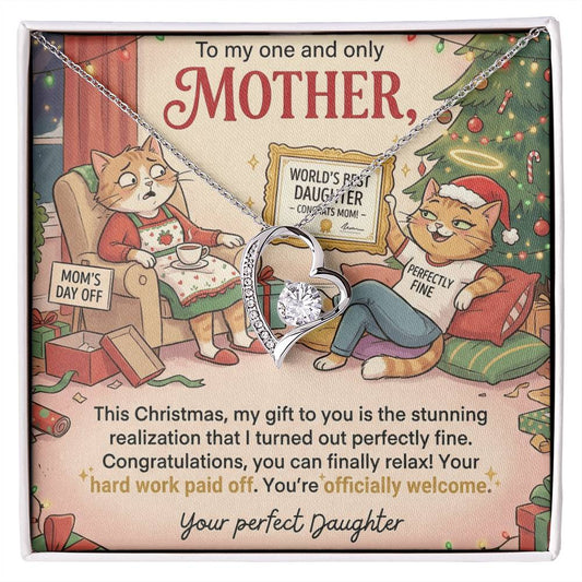 To My Mother Necklace From Daughter, Funny Christmas Gift For Mom, Hard Work Paid Off, Love Knot Necklace-LKN94846