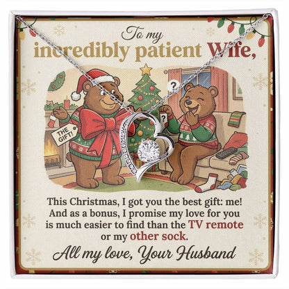 To My Wife Necklace From Husband, Funny Christmas Gift For Patient Wife, Anniversary, Birthday Gift - Love Knot Necklace-LKN77680