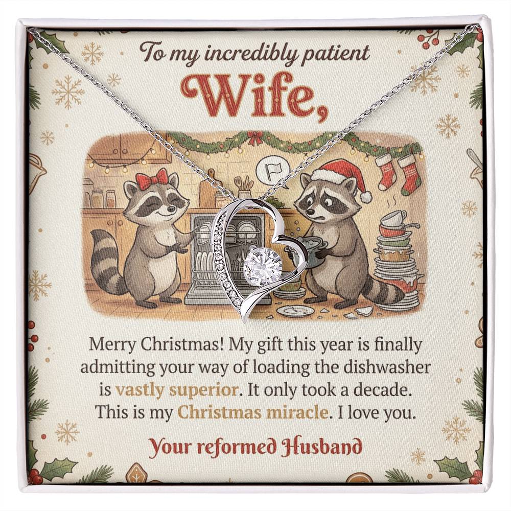 To My Wife Necklace From Husband, Funny Christmas Gift for My Patient Wife, Holiday Present - Love Knot Necklace-LKN74032