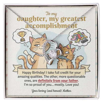 To My Daughter Necklace From Mother, Happy Birthday Gift, Gift For Daughter From Mom, Mother Daughter Present, Love Knot Necklace-LKN54153