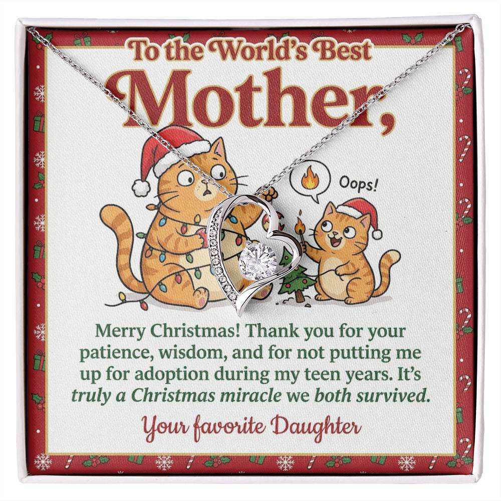 To My Mother Necklace From Daughter - Funny Christmas Gift for the World's Best Mom - Love Knot Necklace-LKN21180