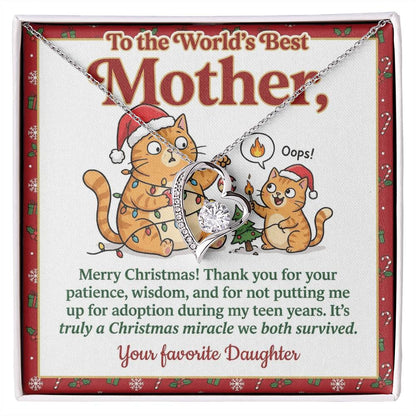 To My Mother Necklace From Daughter - Funny Christmas Gift for the World's Best Mom - Love Knot Necklace-LKN21180