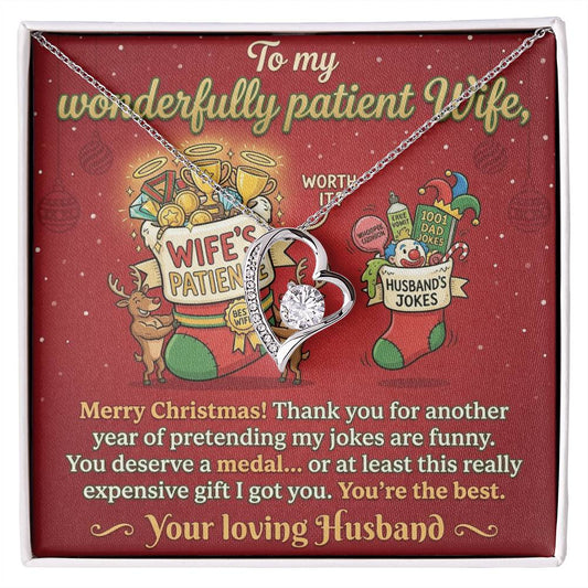 To My Wife Necklace From Husband, Funny Christmas Gift For Her, Husband to Wife Jewelry, Holiday Gift for Wife - Love Knot Necklace-LKN80863