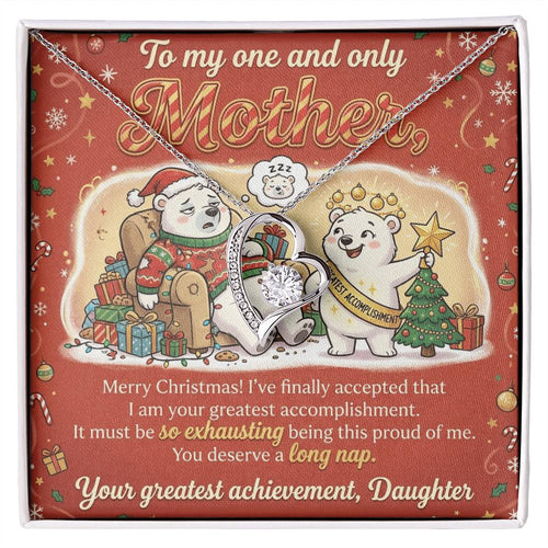 To My Mother Necklace From Daughter, Funny Christmas Gift for Mom, Birthday Present - Love Knot Necklace-LKN12082