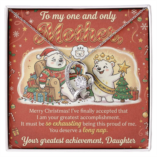 To My Mother Necklace From Daughter, Funny Christmas Gift for Mom, Birthday Present - Love Knot Necklace-LKN12082