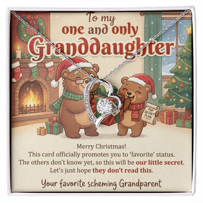 To My Granddaughter Necklace From Grandparent, Favorite Granddaughter Christmas Gift, Holiday Present for Her - Love Knot Necklace-LKN97259