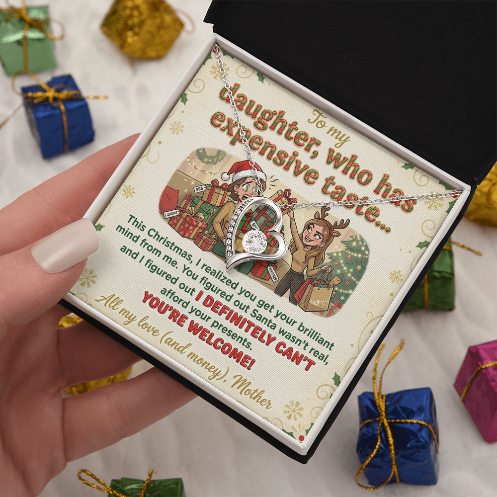 To My Daughter Necklace From Mother, Funny Christmas Gift For Daughter From Mom, Birthday Gift - Forever Love Necklace-FLN74071