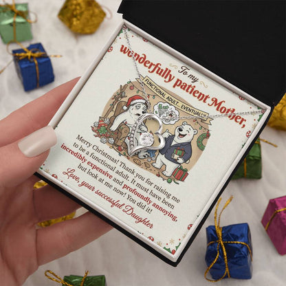 To My Mother Necklace From Daughter, Funny Christmas Gift for Mom, Birthday Gift, Holiday Jewelry Gift for Mother, Love Knot Necklace-LKN39897