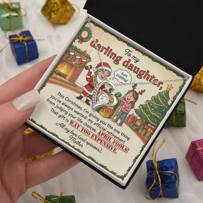 To My Daughter Necklace From Mother, Funny Christmas Gift, Humorous Birthday Present, Mom's Opinions Gift - Love Knot Necklace-LKN81419