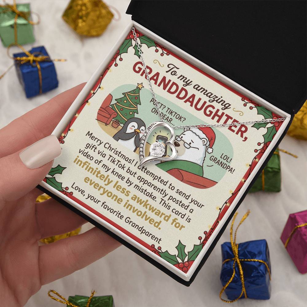To My Granddaughter Necklace From Grandparent, Funny Christmas Gift for Granddaughter, Xmas Gift Idea - Love Knot Necklace-LKN45951