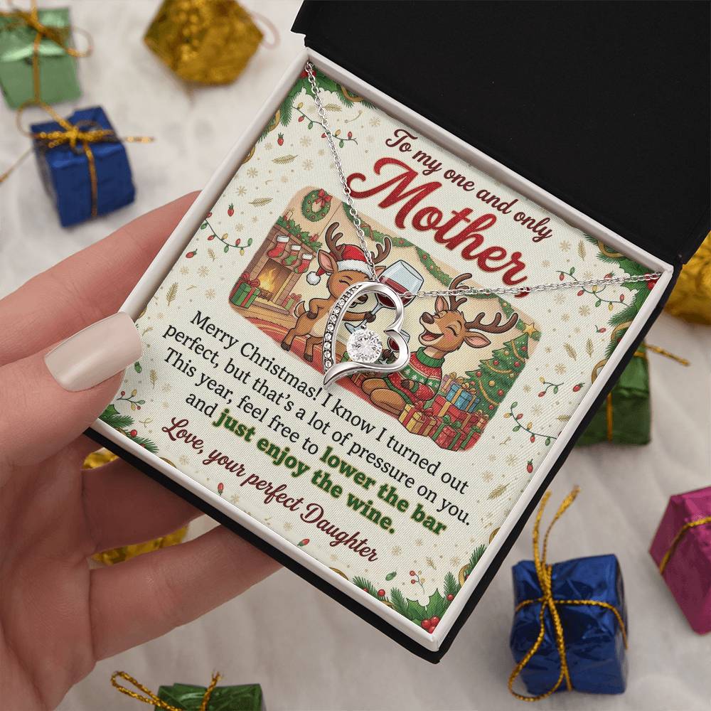 To My Mother Necklace From Daughter, Merry Christmas Gift for Mom, Funny Holiday Gift - Love Knot Necklace-LKN93856