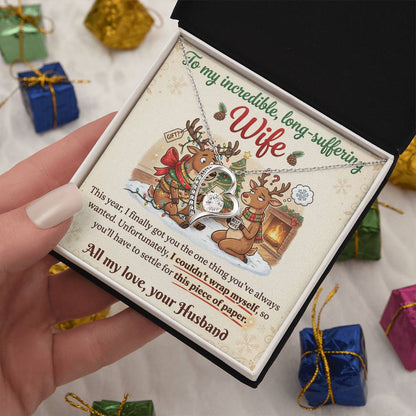 To My Wife Necklace From Husband, Funny Christmas Gift For Her, Romantic Anniversary Present, Love Knot Necklace-LKN58630