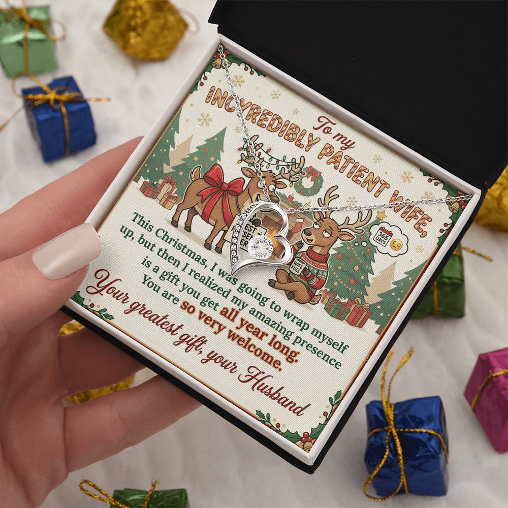 To My Wife Necklace From Husband, Funny Christmas Gift, Humorous Xmas Present for Her, Love Knot Necklace-LKN57871