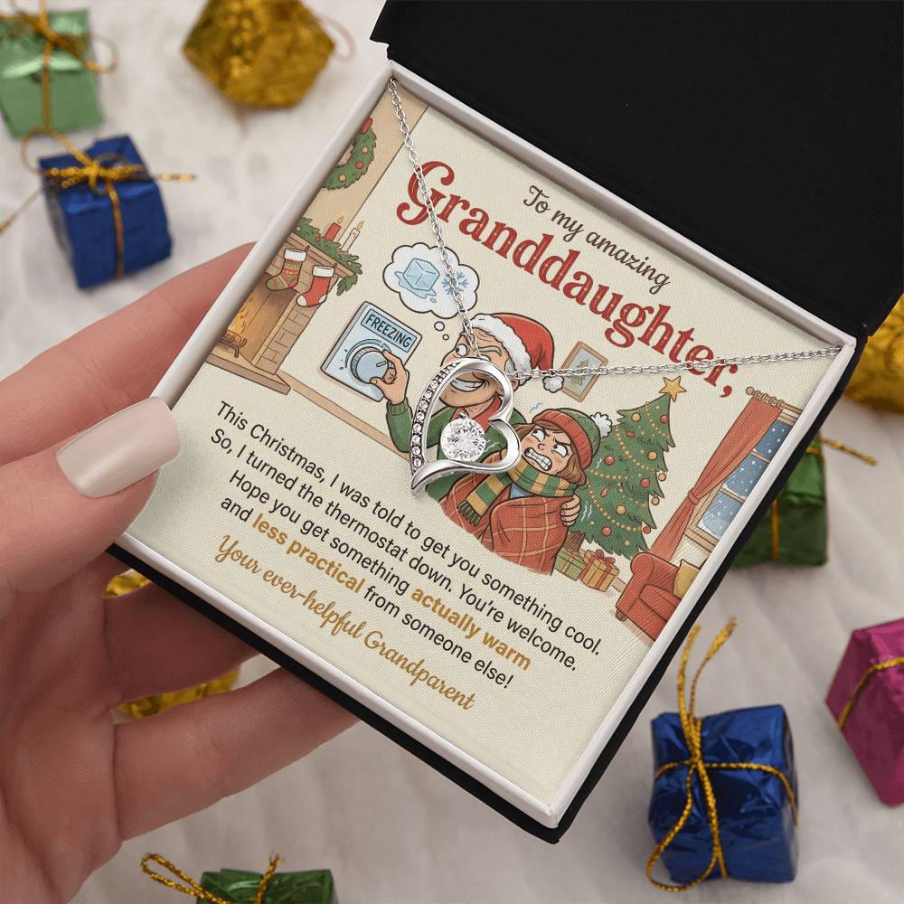 To My Granddaughter Necklace From Grandparent, Funny Christmas Gift, Xmas Present for Granddaughter, Holiday Gift Idea - Love Knot Necklace-LKN60839