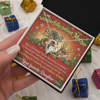 To My Mother Necklace From Daughter, Funny Christmas Gift for Mom, Holiday Jewelry Gift, Endless Drama - Love Knot Necklace-LKN21923