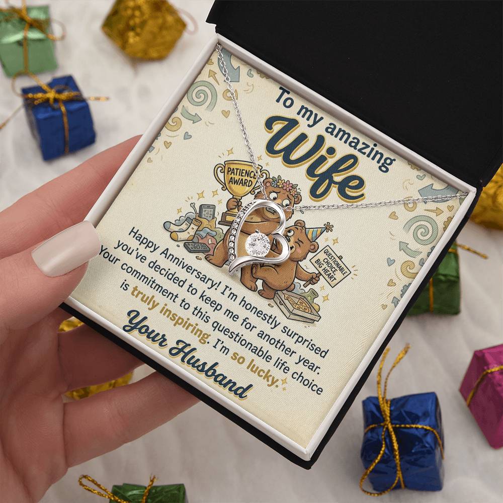 To My Wife Necklace From Husband - Funny Anniversary Gift for Her, Humorous Jewelry Gift from Hubby Love Knot Necklace-LKN44773