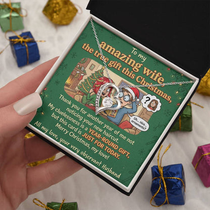 To My Wife Necklace From Husband, Funny Christmas Gift, The True Gift This Christmas, Humorous Wife Gift, Love Knot Necklace-LKN79300