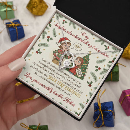 To My Daughter Necklace From Mother, Funny Christmas Gift, Holiday Gift For Daughter, Mother Daughter Gift - Love Knot Necklace-LKN92225