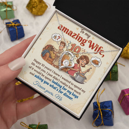 To My Wife Necklace From Me - Funny 10 Year Anniversary Gift for Her - Love Knot Necklace-LKN10687